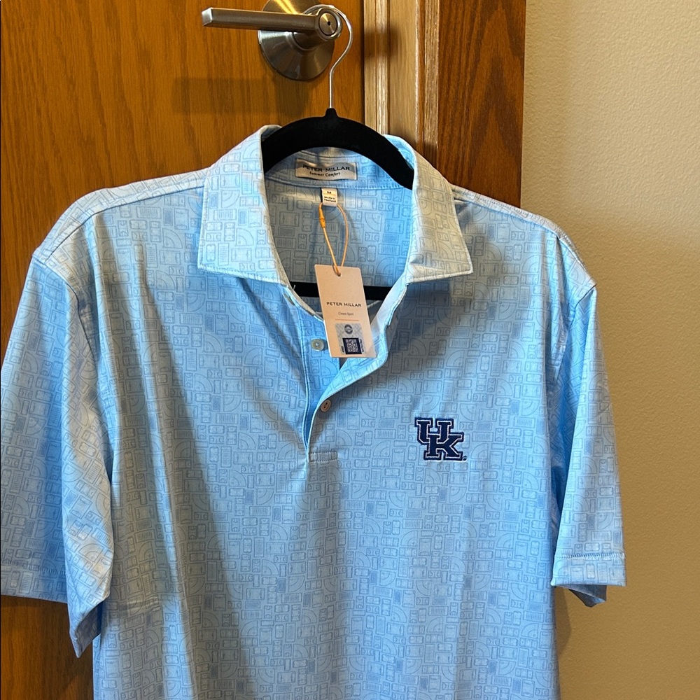 Peter Millar Kentucky out of bounds performance jersey polo (med) light blue.